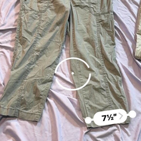 TWO pairs Caffe Marrakesh Cargo Capri Pants -1 Light Green & 1 Khaki Tan SIZE 6 - Picture 10 of 13